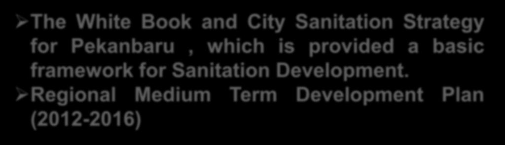 Enabling policy/institutional framework to support this initiative The White Book and City Sanitation Strategy for