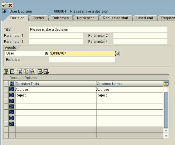 SAP Business Workflow Tutorial Developing a simple application using steps "User Decision" and "Mail" Previous Now enter the title for the user decision Please make a decision.