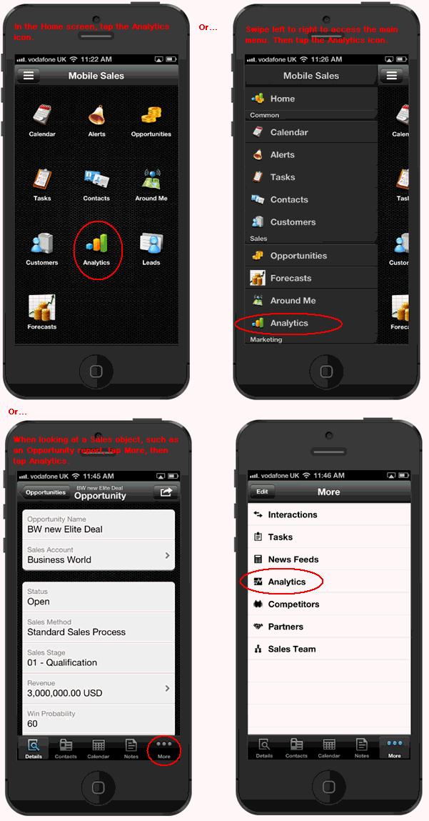 How to View Analytics on a Mobile Device In Oracle Tap, access BI analyses through the