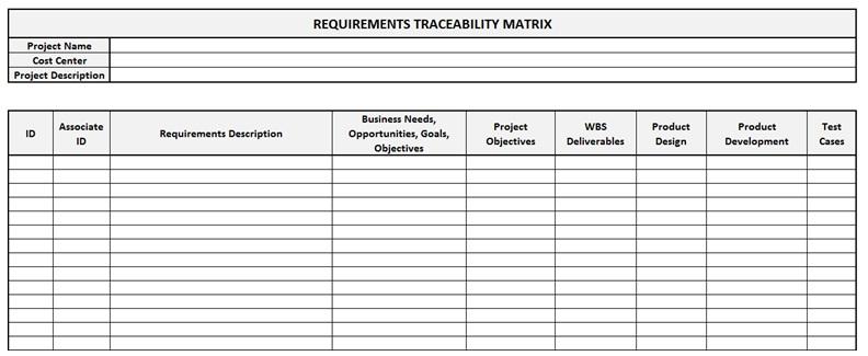 scope. The matrix helps in linking requirements to the objectives and/or other requirements to ensure the strategic goals are accomplished.