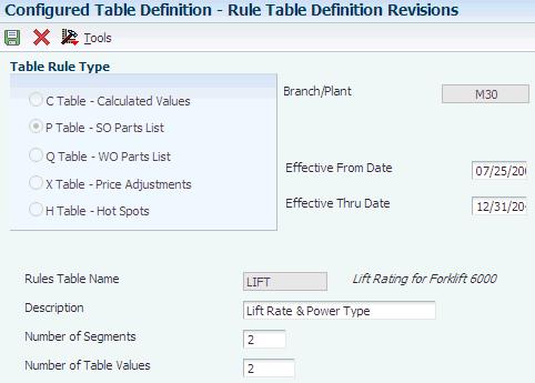 Setting Up Configured Tables 4.14.4 Setting Processing Options for Configured Table Definition (P3281) These processing options control default processing for the Configured Table Definition program.