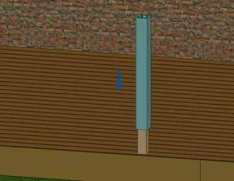 Slide post sleeves over treated 4 x4 posts down to the decking surface. Posts should be square and plumb in both directions.