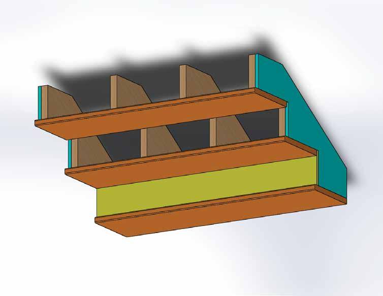 Cut Stair Tread board to the desired lengths. Use a minimum of three fasteners at every stringer, no more than 1½ from the edge of the board.