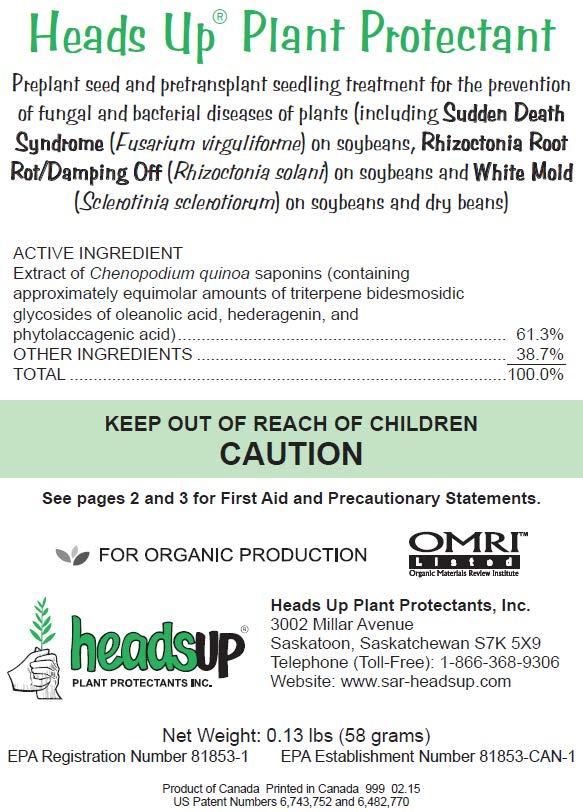 HeadsUp Seed Treatment Biological controls as seed treatments growing Plant protectant derived from quinoa extract reported to lessen