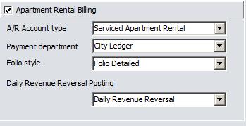 Folio style: Select a default Folio Style to be used when creating the ARB invoice 5. Daily Revenue Reversal Posting: Select the department code used for Daily Revenue Reversal Postings.