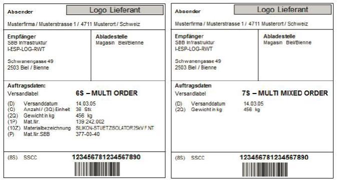 Layout example 4: 3S shipping label with SSCC Layout example 5: 5S Mixed Load shipping label with SSCC Layout example 6: