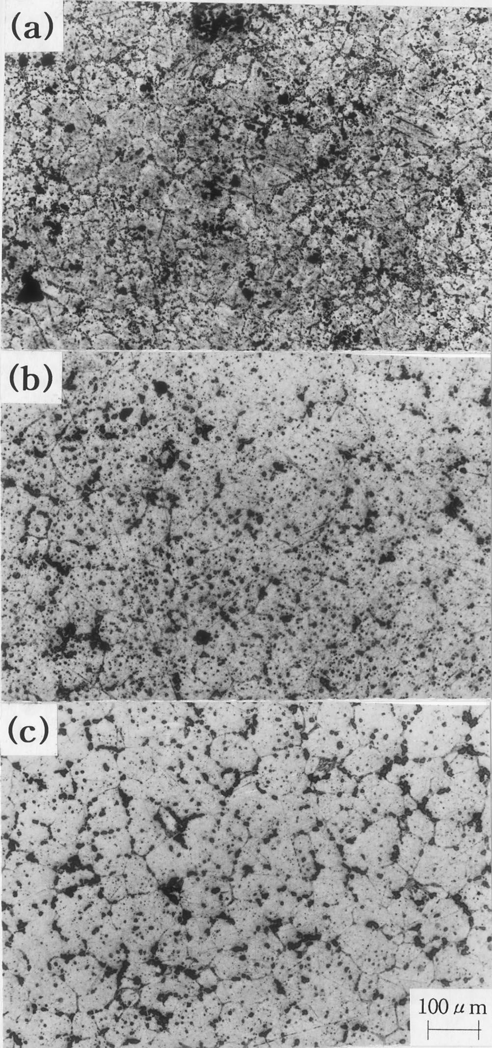 544 kw). experiment 12. The globular microstructure was not obtained at positions (a), (b), and (c) of Figure 1.