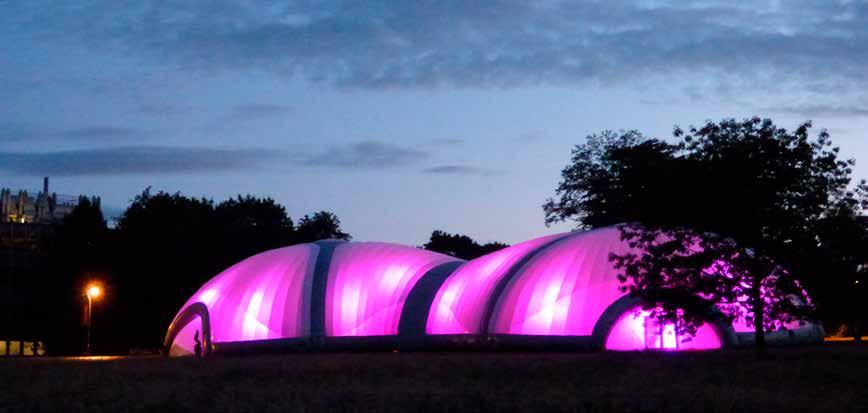 Fluid Scarab & ESP-2400 Evolution Domes Fluid Scarab measures a huge 24m x 48m and is the largest clear span inflatable structure on the market available to hire.