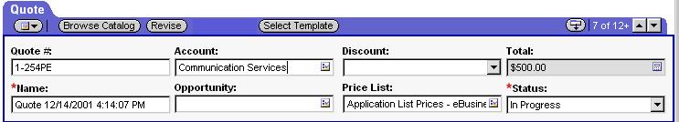 Working with Quotes Developing Quotes The Quote Header Summary A Quote header summary appears at the top of each Quote detail screen.