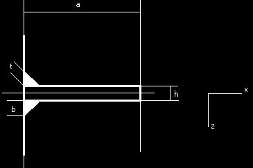 A = 2 t L = 2 b cos 45 L (3) Moment of Inertia about x axis I xx 3 3 t L b cos45 L = = (4) 6 6 The dimensions of the plates are: a = 200 mm; L = 200 mm; h = 5 mm The weld fillet size (b) is 3 mm and
