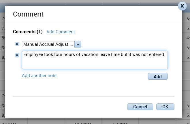Select the most appropriate option from the dropdown list. For this example you can select Manual Accrual Adjustment.