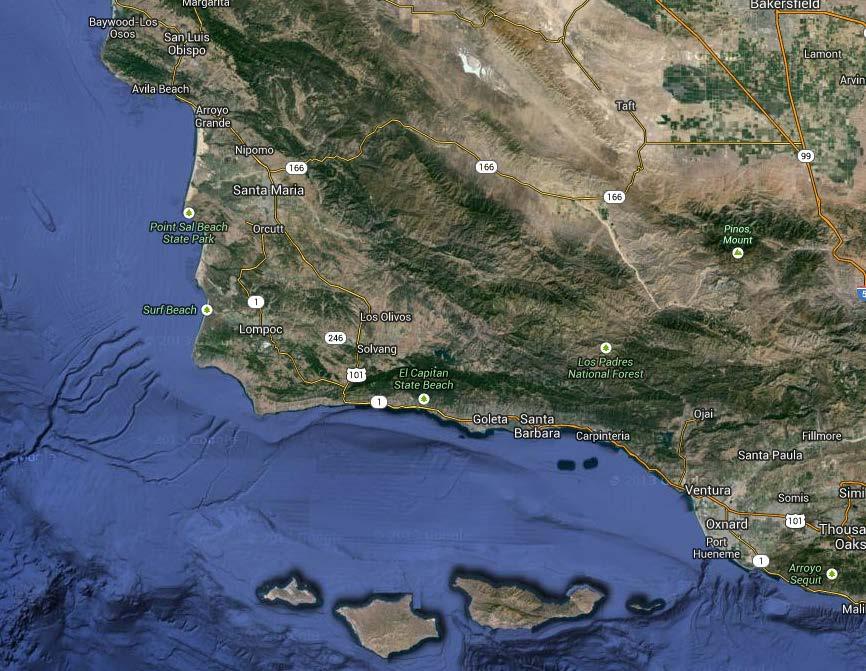 Southern Santa Barbara County Wasteshed Off shore oil drilling Credited as