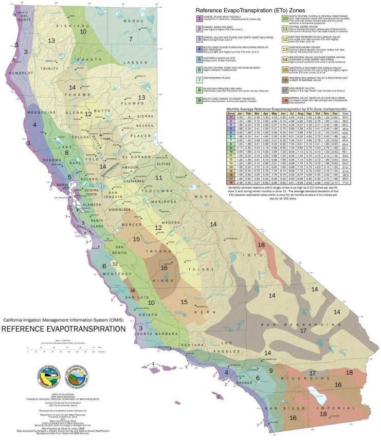 Figure 3. Reference evapotranspiration (ETo) zones in California.