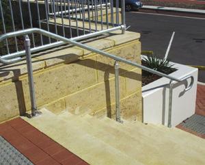 0 The design and construction of handrails shall comply with the following: (b) The cross-section of handrails shall be circular or elliptical, not less than 30 mm or greater than 50 mm in height or