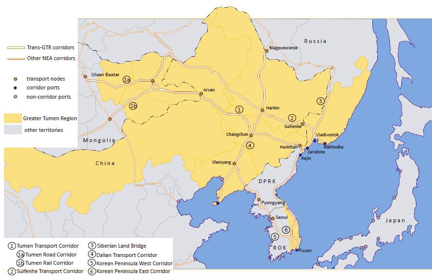 Infrastructure of ROK traffic for the North-East Asia Corridors TSR TMGR TMR Dorasan Station Jejin Station
