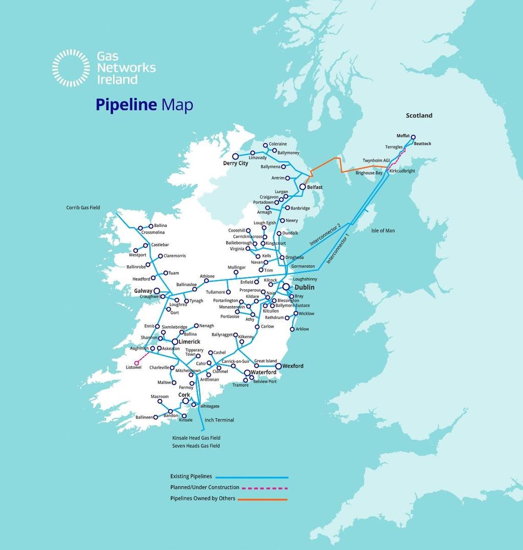 Distribution of Renewable Gas Gas Networks Ireland owns, operates, develops and maintains the natural gas network in Ireland.