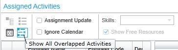 Assigned Activities Section -GANTT Selected Order s Context: All engineers assigned to all activities under the selected order will be displayed in the left section of the Gantt chart.