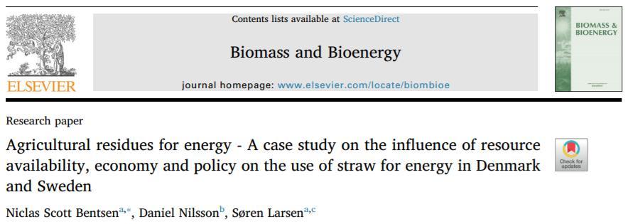 Agricultural residues for energy-a case study on the influence of resource availability, economy