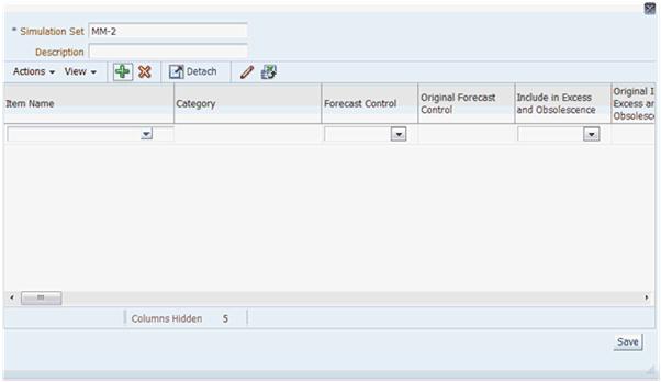 Item Simulation Set. The procedure for creating a new Service Level Set and an Item Simulation Set is similar. This procedure outlines how to create a new Simulation Set.
