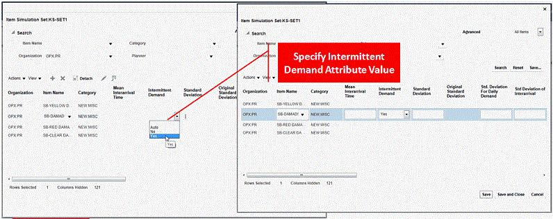 2. Verify the Intermittent Demand values used by the plan in the Planners Workbench (PWB) Items page.