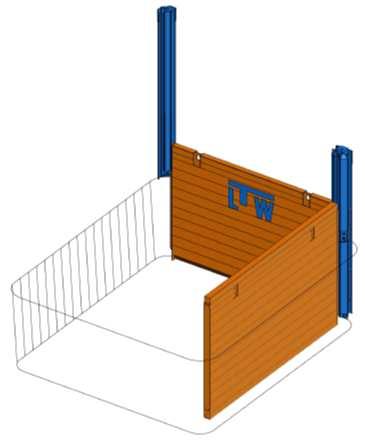 Corner Slide Rail with an appropriate lifting device, raise it over the Base panel and insert the guidance over the side part (T-Section) of the Panel.
