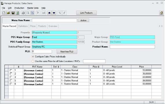 o Select With Template : The user now can select any existing sales item to be used as template