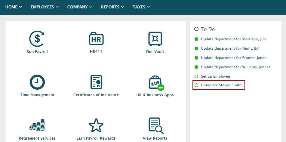 Adding a New Employee to ADP Time & Attendance 1. In RUN Powered by ADP, complete the steps prior to the Time Tracking page in the Employee Setup wizard.
