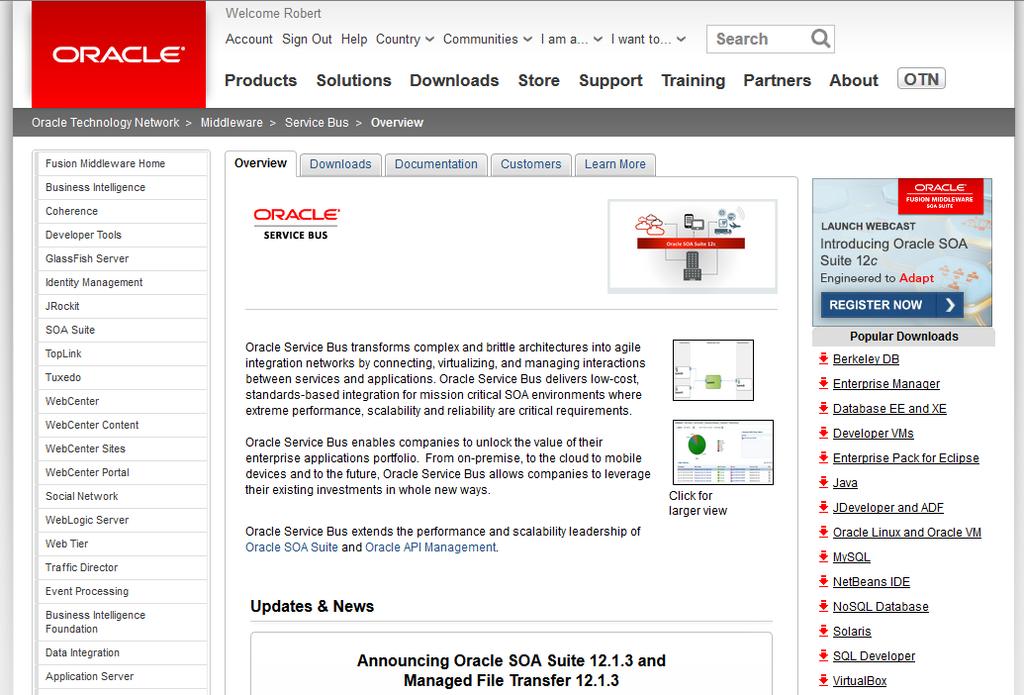 Visit us on Oracle Technology Network Explore Service Bus Explore SOA Suite Download and develop on Oracle SOA Suite for Free!