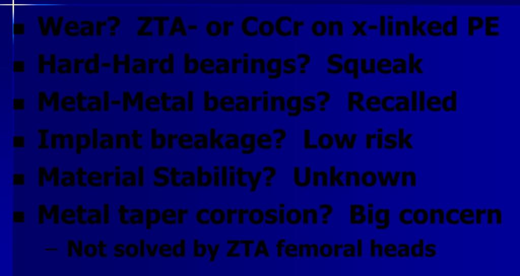 Squeak Metal-Metal bearings? Recalled Implant breakage?
