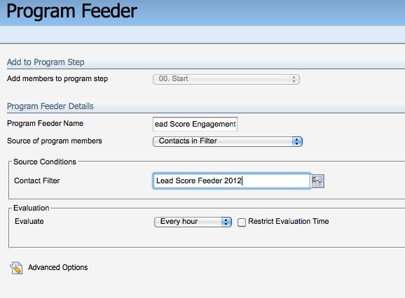 iv. Click Save and Close. 4. Enable the program and feeder.