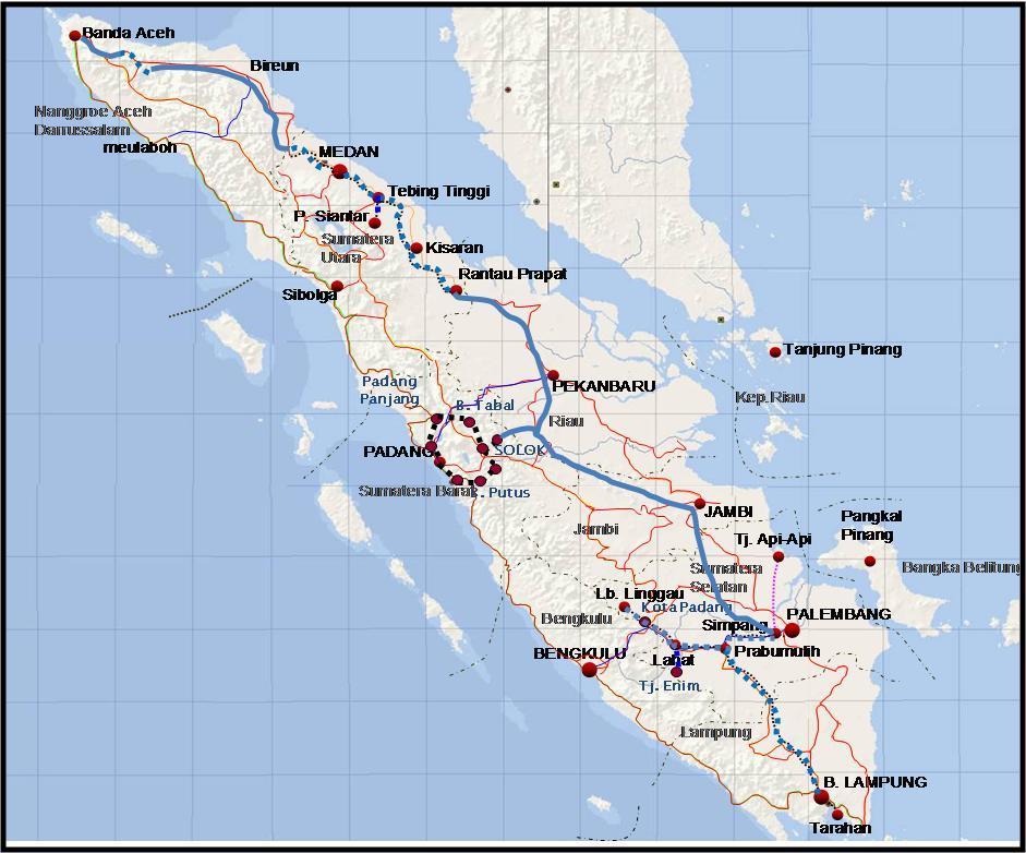 DRY PORT IN INDONESIA Trans Sumatra Railways Development Program Map Trans