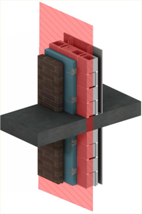 A building assembly may have some elaborate features that extend out past the building envelope; however, all that is important for thermal performance is where the heat flow passes the plane of heat