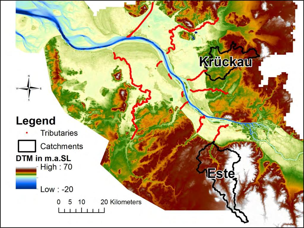 The Elbe Estuary Tidal tributaries Catchments : 200 400 km² (moraine) Rural area At least one medium sized town