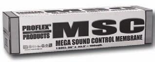 36 boxes per pallet 195 sq. ft. per roll * Sound testing performed as to ASTM E90 and E492, test conducted on 8 concrete slab with acoustic ceiling. MSC MEGA SOUND CONTROL MEMBRANE 90 mil thickness (.