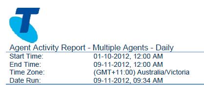 introduction section of an Agent report that has been run displays the following information Report title this displays the report template, agents and sampling period selected Start Time (End Time)