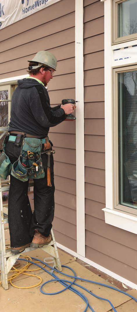 SIMPLER SIDING MEANS HAPPIER INSTALLERS. ONE MAN INSTALL Seriously, AZEK Siding is designed so one person can literally lift the siding, snap it into place, and use a pneumatic nail gun to fasten.