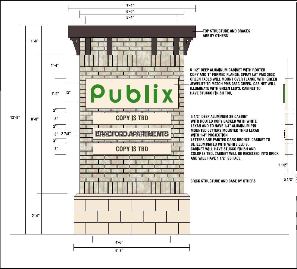 Entry Monument Alternative to Principal Ground Signs Primary Project Identification Locations: Image/Photo Per Land Development Ordinance Entrance at Davis Drive & Bradford Green Square, Entrance at