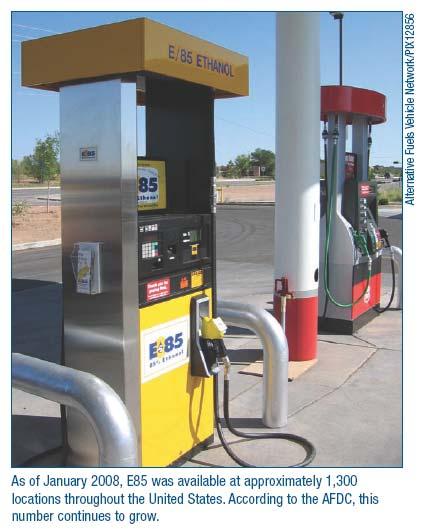 Current Status of Fuel Ethanol Over 99 percent of the ethanol produced in the United States is mixed with gasoline to make E-10, the gas found at most public fuel pumps.