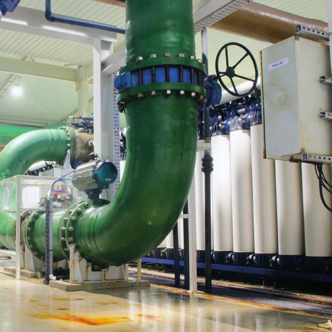 The plant uses reverse osmosis (RO) to produce 60,000 cubic meters of drinking water a day for around 500,000 people.