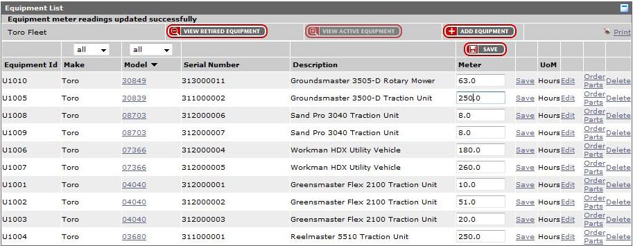 With just a click of your mouse you can now: Organize your equipment Track operating hours Sort and print