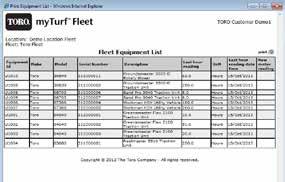 list or separated into sub-fleets. Sort your fleet by any category (make, model, serial number, etc.