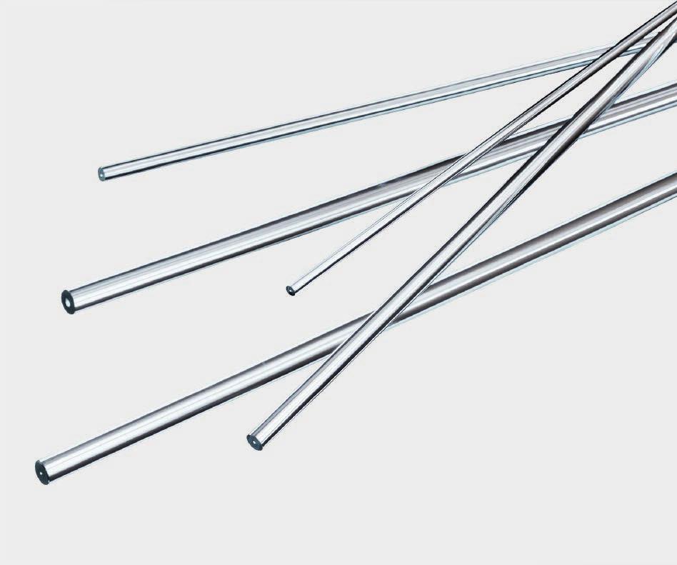 6 7 Rod Capillaries Diameter Rod weight Length approx.,500 mm Pallet load Outer diameter Inside diameter Tube weight Length approx.,500 mm mm g Number of rods approx. kg Number of boxes approx.