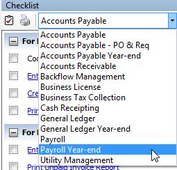 The Checklist should now be listed in the drop-down. Printing the Checklist. To print the Payroll Year-End Checklist, follow these steps: 1. Login to Clarity. 2.
