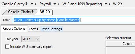 Step 18: Run W-2 and 1099 Application 2. Select the desired form style from the Report Title drop-down list. 3. Load scratch paper in the printer. Now, click Print (CTRL+P). 4. Review the sample W-2s.