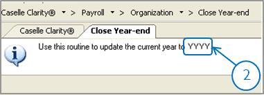 Step 21: Perform Year-End Closing Step 21: Perform Year-End Closing Once you have completed the previous steps, performing the Year-End Closing is simple. Do this... 1.