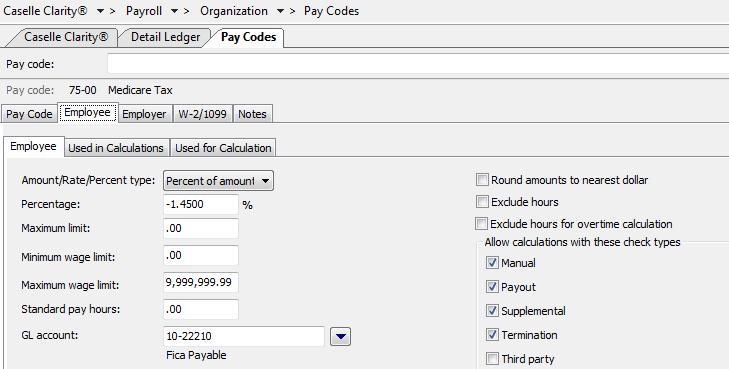 Verify the number in the Amt-Rate% field is correct for the Payroll year being closed. 8.