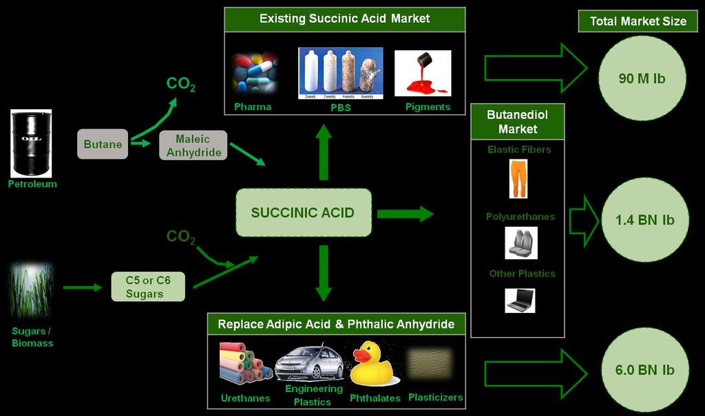 Biobased Succinic Acid and Derivatives Biobased Succinic Acid Succinic acid/pbs BioAmber PTT