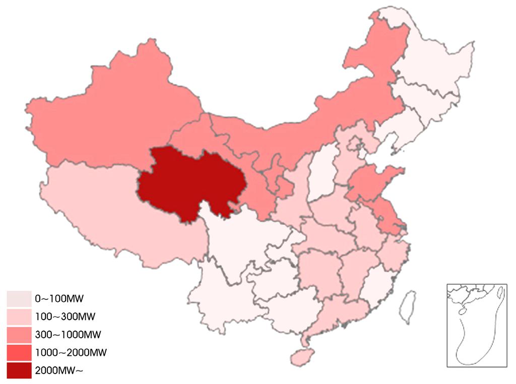2012 cumulative PV installed capacity 29 Provinces Capacity (MW) 1 Qinghai 2129 2 Jiangsu 871 3 Ningxia 565 4 Gansu 439 5 Inner Mongolia 382 6 Shandong 374 7 Guangdong 276 8 Xinjiang 270 9 Hunan 265