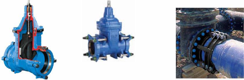4.2 Using Valves with Mechanically Restrained Joint end connections Size Range: dependent on pressure class of pipe system, PN 16 available in sizes up to and including DN 300, above this size need