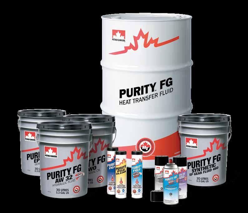 PURITY FG LUBRICANTS DESIGNED TO PERFORM UNDER THE MOST SEVERE CONDITIONS PURITY FG food grade fluids and greases have been